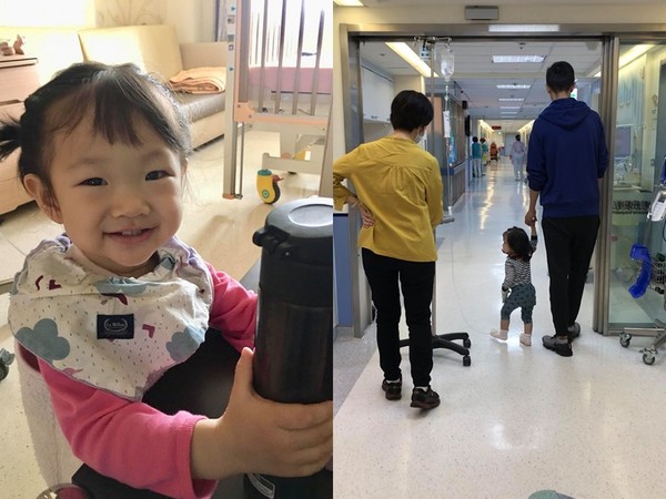 ▲▼楊千霈大女兒高燒拉血住院,睡覺戴氧氣罩。(圖/翻攝自楊千霈臉書)