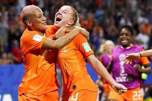 ▲世界盃女足，荷蘭女足踢贏瑞典，格羅伊能(Jackie Groenen)進球。（圖／達志影像／美聯社）