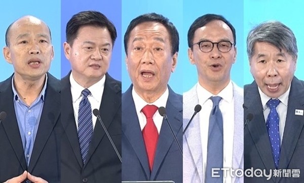 ▲▼國民黨2020初選候選人，郭台銘、韓國瑜、朱立倫、周錫瑋、張亞中。（合成圖／ETtoday資料照）