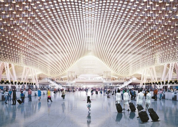 ▲▼桃園機場第三航廈出境大廳亮點「雲頂天花板」示意圖。（圖／桃機提供）