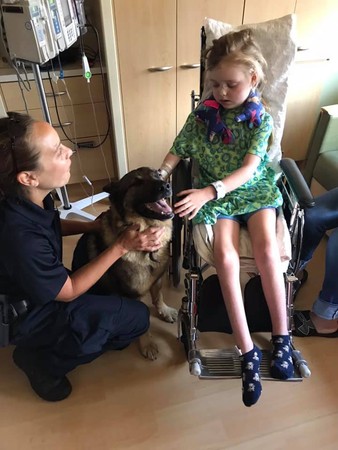 暖心警察帶狗狗幫腦瘤女孩打氣。（圖／翻攝自Team Emma - Emmalovesdogs7）