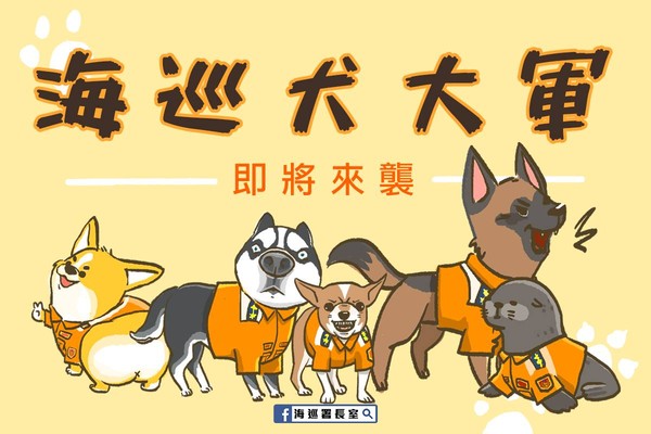 海巡軍犬來襲！網見第5位「預備犬隻」笑噴。（圖／臉書粉專「海巡署長室 Coast Guard」提供）