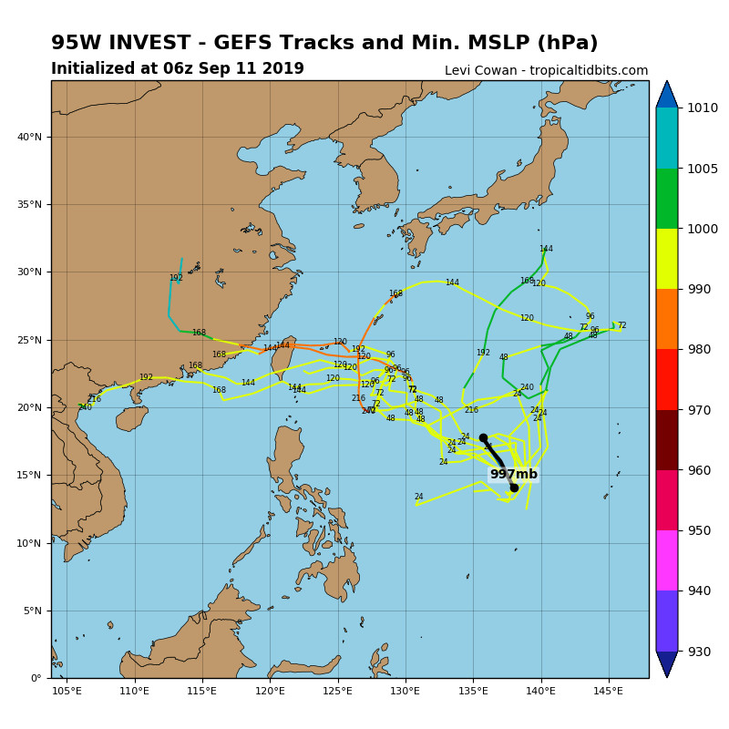 ▲▼琵琶最快明生成！2地區將變天「灌雨一周」　吳德榮：颱風侵台機率仍存在。（圖／翻攝NOAA、tropicaltidbits、中央氣象局）