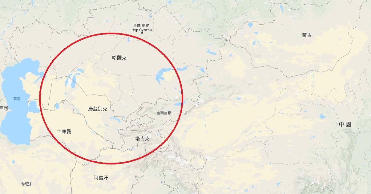 ▲▼中亞五國。（圖／翻攝自Google Map）