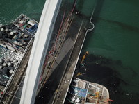 南方澳跨海大橋坍方，空拍畫面。（圖／記者林振民攝）