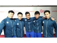 ▲唐嘉鴻（左起）、徐秉謙、游朝偉、李智凱和蕭佑然幫助我國獲得奧運門票。（圖／體育署提供）