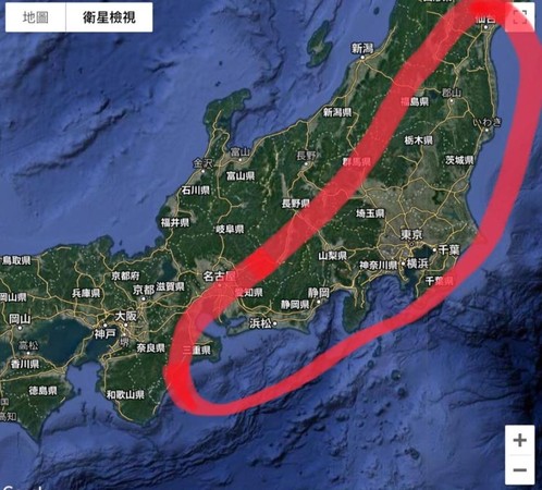 ▲▼賈新興表示，颱風影響最危險的區域大致在紅線範圍內。（圖／翻攝自賈新興臉書）