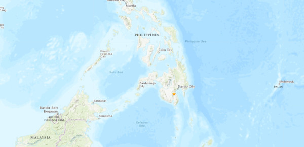 ▲▼菲律賓民答那峨島16日晚間發生6.4強震。（圖／翻攝自美國地質調查所）