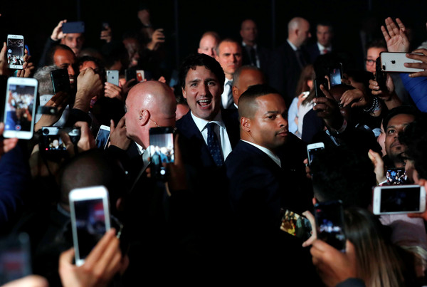 ▲▼加拿大總理杜魯道（Justin Trudeau）成功連任，向選民發表談話。（圖／路透）