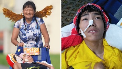 「單親母推腦麻兒」跑馬拉松！全程加油聲不斷，她飆汗狂奔暫忘照護心酸