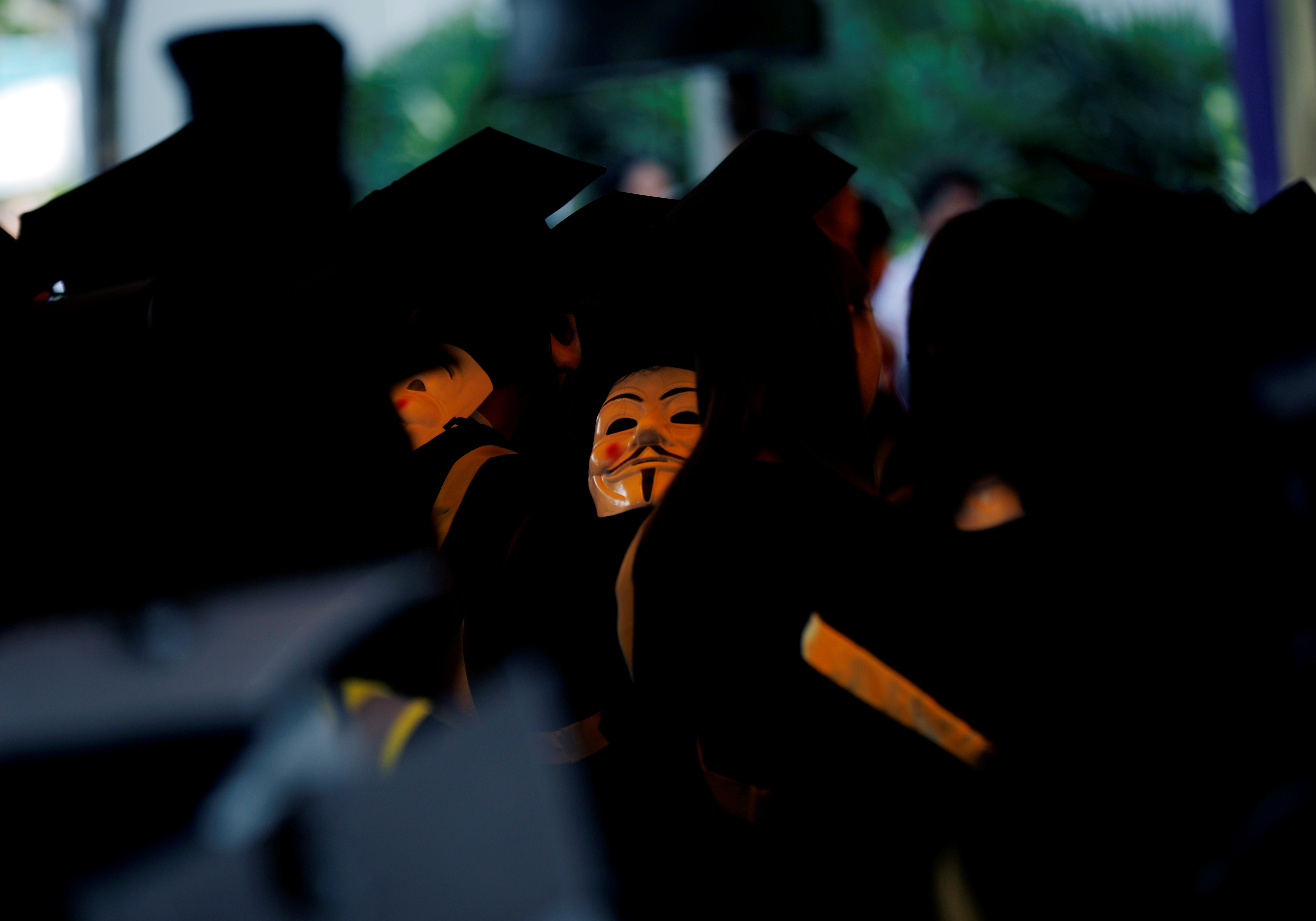 ▲香港中文大學畢業典禮遭抗議。（圖／路透）