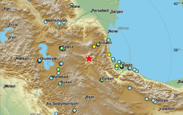 ▲▼ 伊朗當地8日凌晨2時17分發生規模5.7地震 。（圖／翻攝自歐洲-地中海地震中心（EMSC））