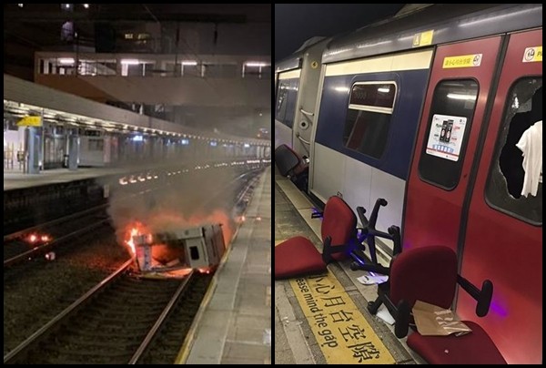 ▲▼港鐵遭到示威者嚴重破壞。（圖／翻攝自香港鐵路工會聯合會）