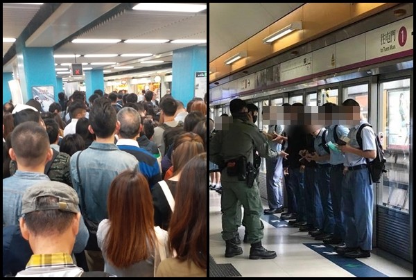 ▲▼香港多個地區的地鐵車站都受阻。（圖／翻攝自臉書香港突發事故報料區社團）