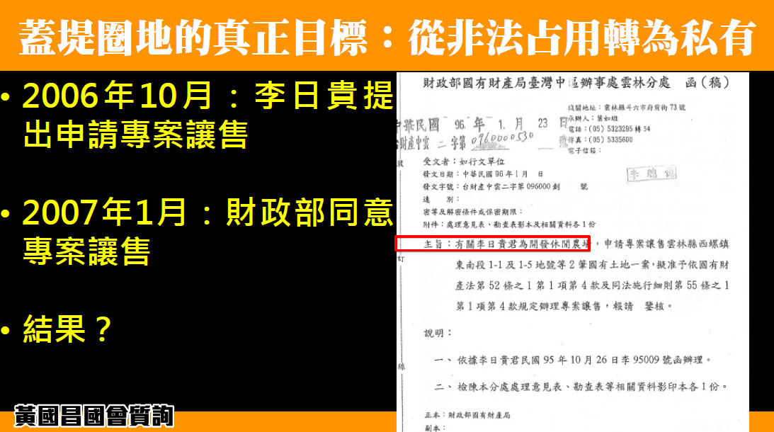 ▲▼黃國昌再爆李佳芬家族「砂石案」。（圖／黃國昌辦公室提供）