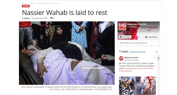 ▲Nassier Wahab過世。（圖／翻攝自malaysiagazette）