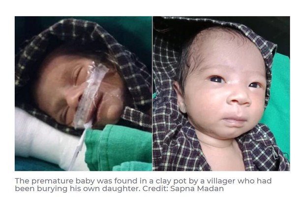 ▲▼印度4天大的女嬰遭到活埋，幸運被救出。（圖／翻攝自7news）