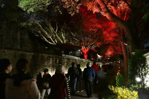 ▲板橋林本源園邸「穿梭浪漫，點亮林園」夜間光雕投影秀12日正式點燈。（圖／新北市政府提供）