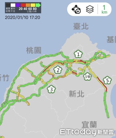 ▲▼國5車潮湧現。(圖/翻攝自高公局1968APP) ▲▼國5車潮湧現。(圖/翻攝自高公局1968APP)