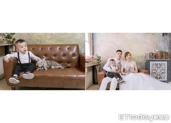 ▲喵喵是重要的家人，參與了惠瑄的婚紗照拍攝。