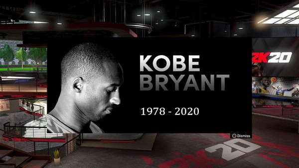 現在登入《NBA 2K20》，可以看到遊戲開頭畫面出現布萊恩的黑白紀念照。（翻攝自@ItsShake4ndbake Twitter）