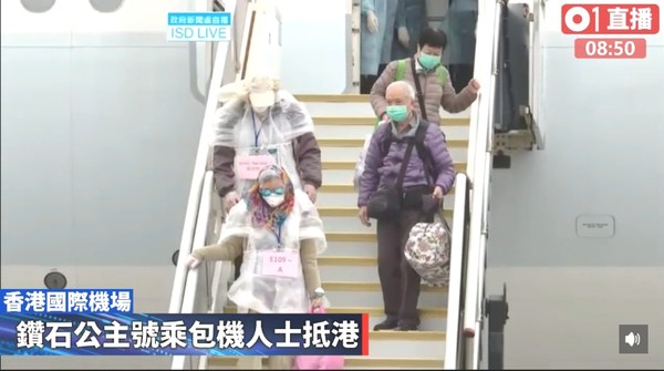 ▲鑽石公主號上的香港乘客搭乘包機返回香港。（圖／香港01授權提供，下同）