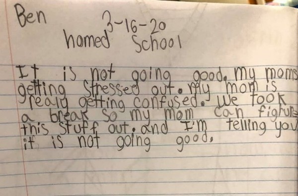 疫情被迫在家教小孩功課   焦慮媽慘被8歲兒日記吐槽：真的很不妙！（圖／翻攝自Facebook／帳號名稱）