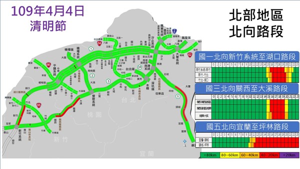 ▲▼清明節國道路況預報圖。（圖／高公局提供）