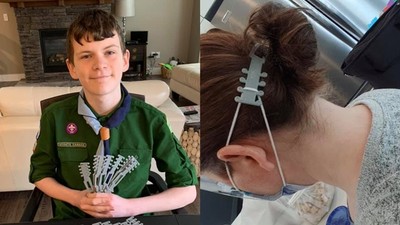 口罩勒整天耳朵痛炸！不捨醫護職業暗傷　13歲少年發明「護耳器」