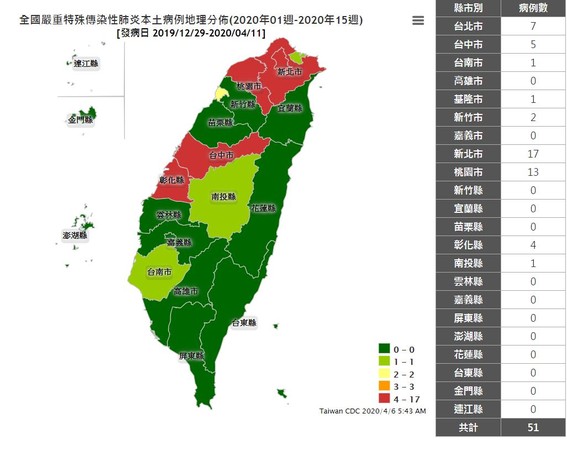 ▲台灣本土病例分布圖。（圖／翻攝傳染病統計資料查詢系統）