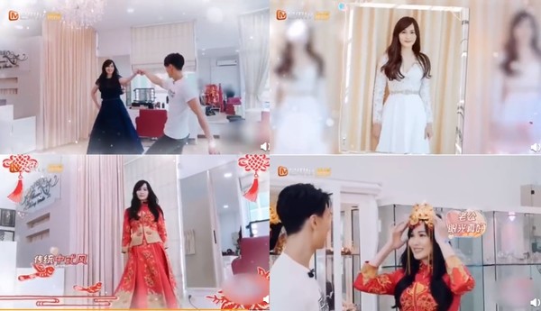 ▲吳尊老婆試婚紗。(圖/翻攝自微博) ▲吳尊老婆試婚紗。(圖/翻攝自微博)