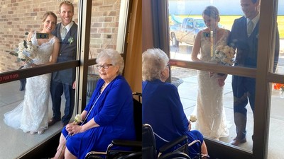 不能讓奶奶錯過這一幕　新娘衝療養院披婚紗　隔窗見證孫女邁向幸福