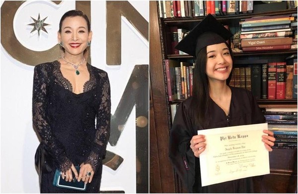 陳沖發微博祝賀女兒Angela從哈佛大學畢業，還榮獲最高榮譽學位，令陳沖相當驕傲。（翻攝自陳沖微博）