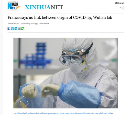 ▲「新華社」英文版標題:找不到新冠病毒起源跟武漢病毒研究所有任何關聯。(圖/翻攝自 「新華社」英文版網站) ▲「新華社」英文版標題:找不到新冠病毒起源跟武漢病毒研究所有任何關聯。(圖/翻攝自 「新華社」英文版網站)