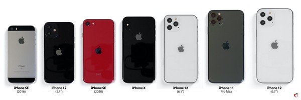 ▲▼iPhone 12與歷代機款排排站。（圖／取自MacRumors）