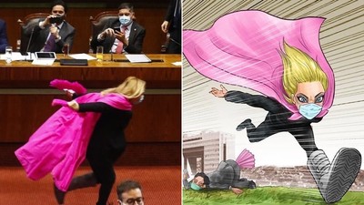 殺死給？拿魯頭！　法案通過太興奮　智利女議員國會「忍者跑」爆紅