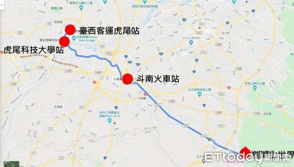 ▲虎尾線-停靠站點：虎尾科技大學、臺西客運虎尾站、斗南火車站、劍湖山世界。（圖／記者蔡佩旻翻攝）