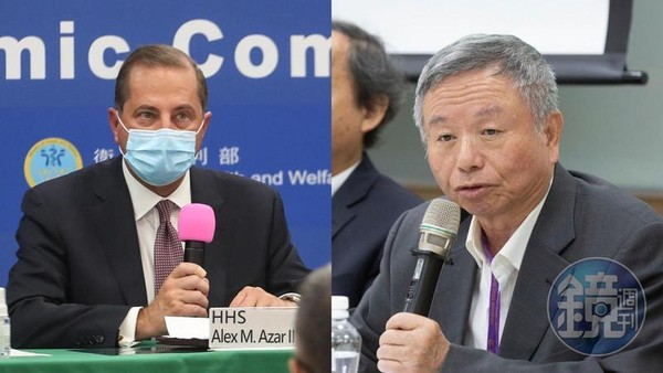 美國衛生部長阿札爾（左）率團訪台，前衛生署長楊志良（右）寫公開信呼籲他立刻辭職。（左：中央社提供／右：資料照）