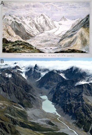 ▲▼ 南阿爾卑斯山1866年和2018年圖片比較（。（圖／A.Lorrey-NIWA）