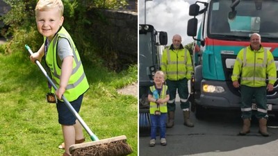 五歲兒說「長大立志掃馬路」！年輕夫妻決心栽培　邀清潔員來家裡教學