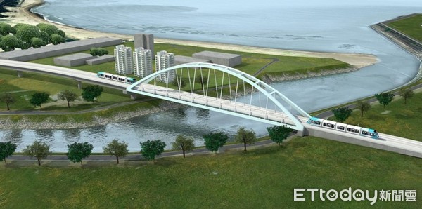 ▲淡海輕軌藍海線的「藍海橋段」沿線風景。（圖／新北捷運公司提供）