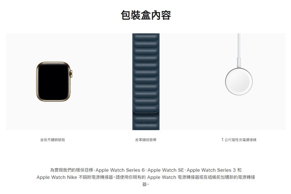 ▲▼Apple Watch Series 6盒裝取消電源轉接器。（圖／截自蘋果官網）