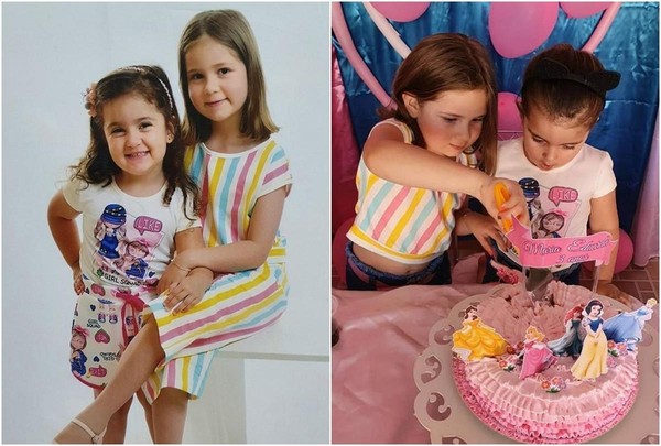 其實小姊妹的感情很好，事後姊姊還幫妹妹切蛋糕呢。（翻攝自 @asmariasdepb Instagram）