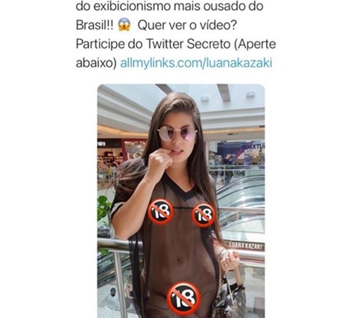 ▲▼巴西色情女演員盧安娜（Luana Kazaki）穿著薄紗三點全露逛街。（圖／翻攝當事人推特）