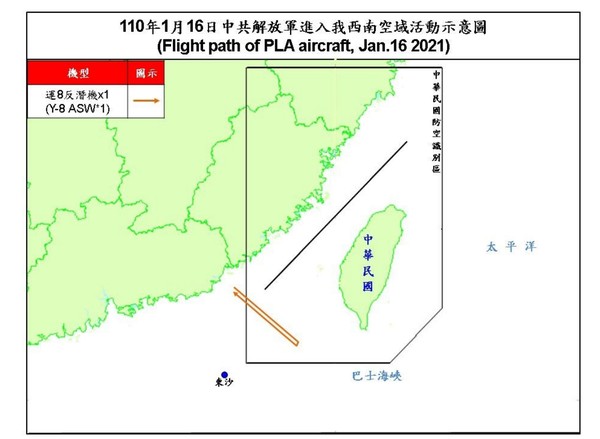 ▲共軍16日派遣1架運8反潛機侵擾我西南空域。（圖／國防部提供）