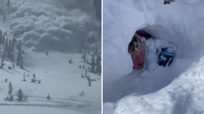 海嘯式雪崩！15秒驚悚片滑雪男「驚恐跑給雪追」　下刻被活埋19公尺