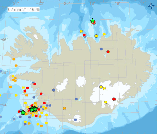 ▲▼冰島氣象局7天內觀測到超過1萬次地震。（圖／取自冰島氣象局）