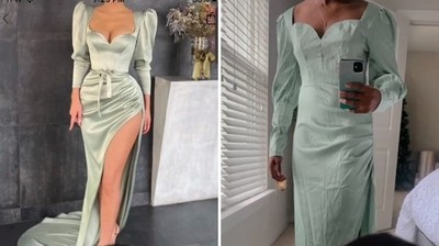 花900買緞面高衩洋裝「穿上身秒變床單」　網購慘劇被7百萬網笑爛