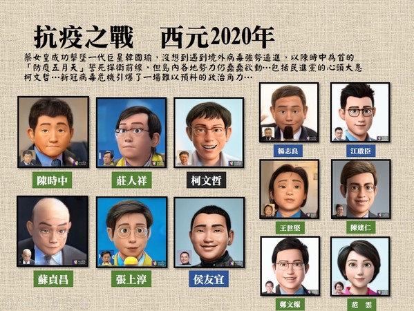 ▲▼網友將台灣政治人物使用濾鏡卡通化，再製作成劇本的形式，介紹台灣的歷史。（圖／網友a88050488授權提供）