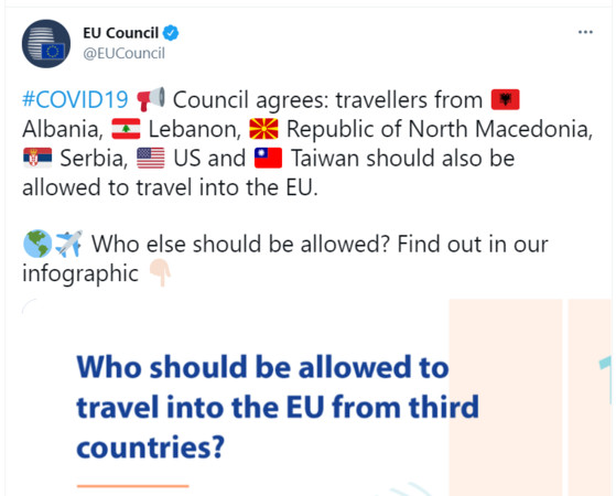 ▲▼歐盟官方推特，出現台灣的國旗。（圖／翻攝自EU Council Press）